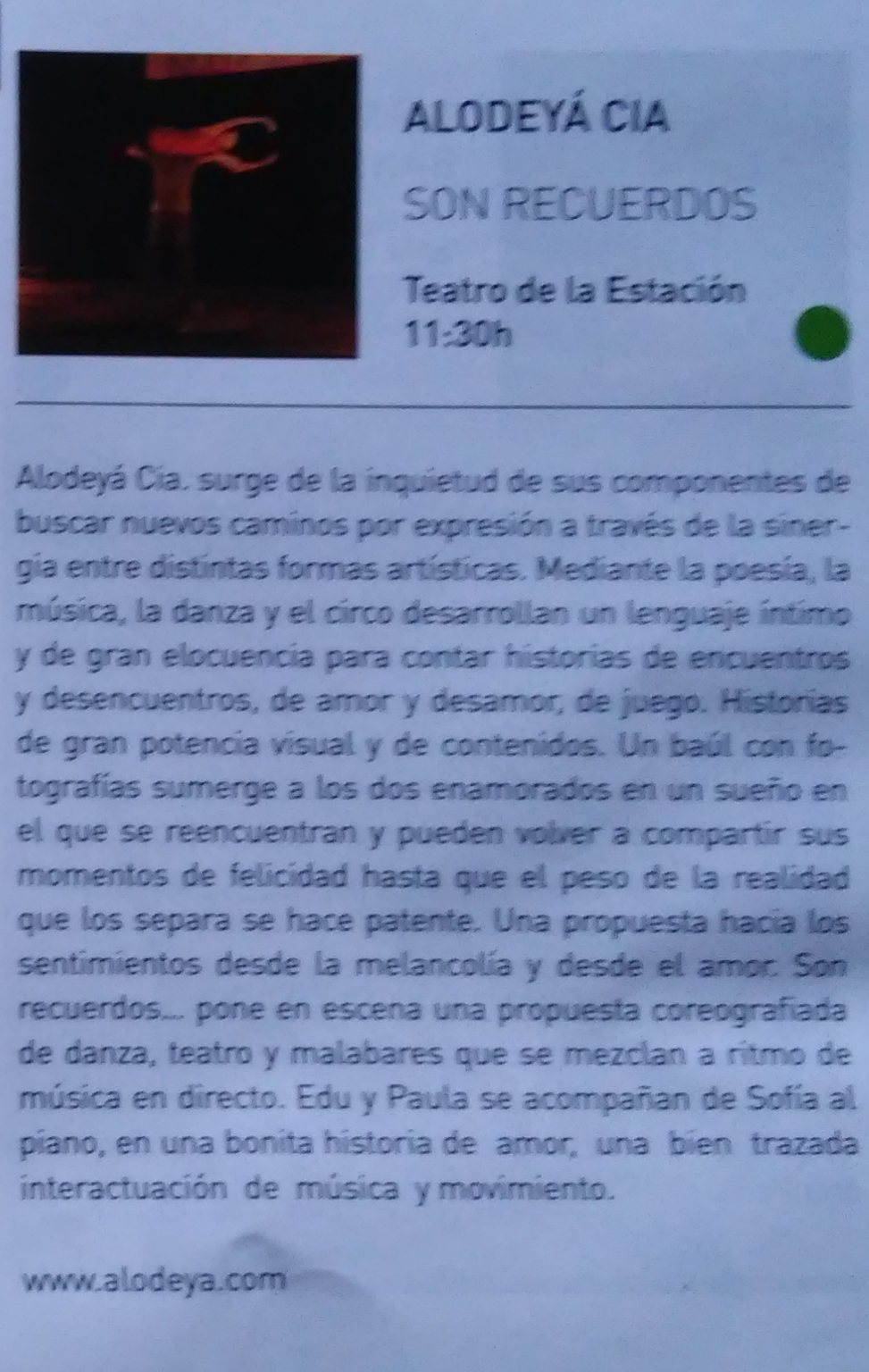 Alodeyá en el Artez (número 199) con motivo del Mercado de Artes Escénicas, Septiembre 2014